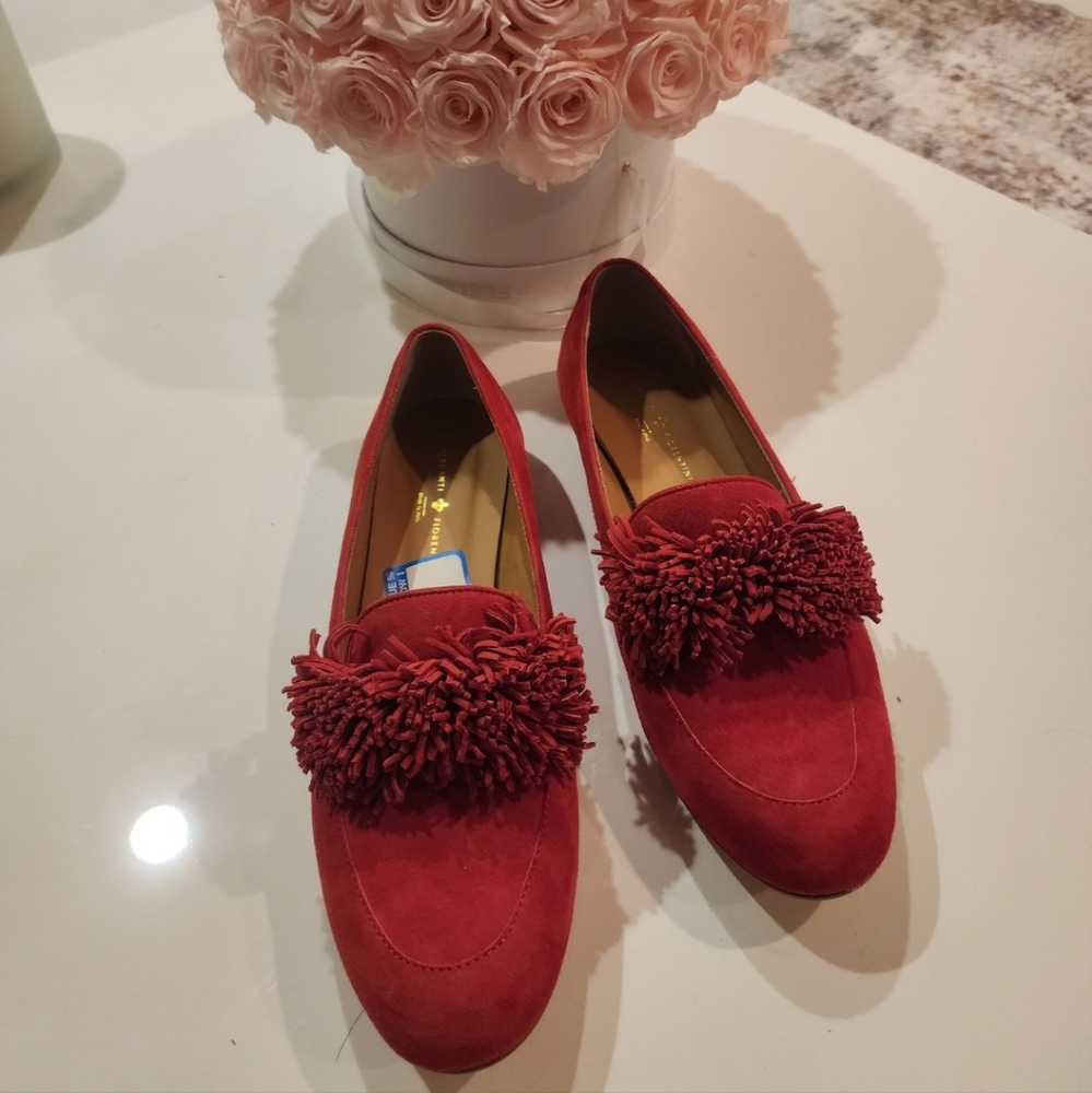 Red Loafers with Embellishment